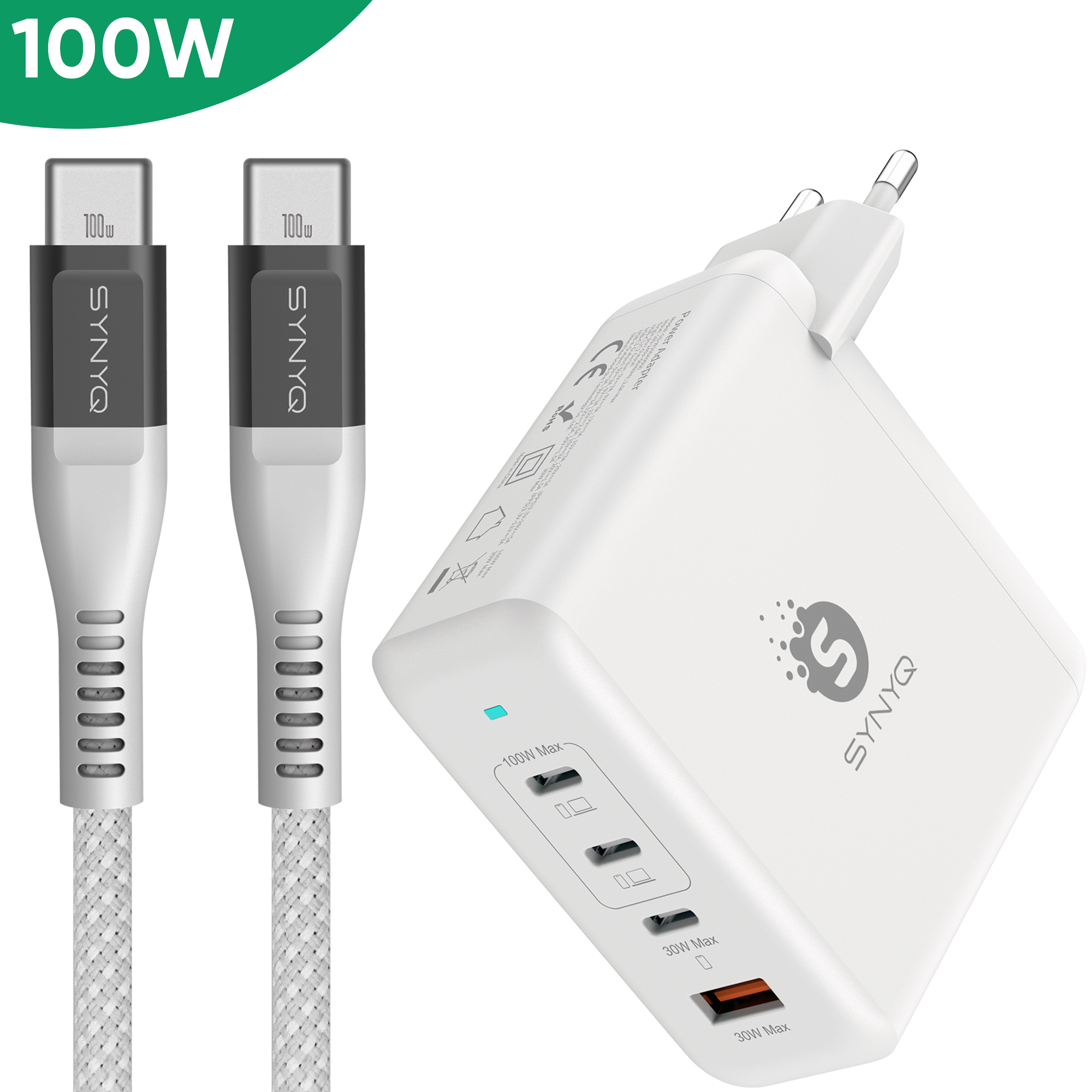 Synyq 100W GaN2 Snellader - 4 Poorten - Universeel