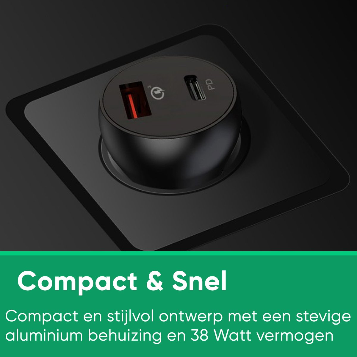 Synyq 38W Auto Snellader - Autolader + USB-C Kabel