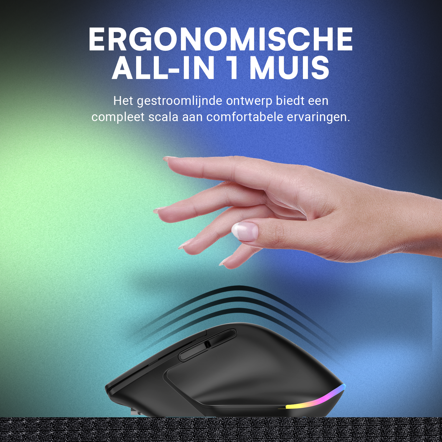 Synyq Draadloze Ergonomische Muis 3-in-1 - Oplaadbaar - Stil - 6 Knoppen