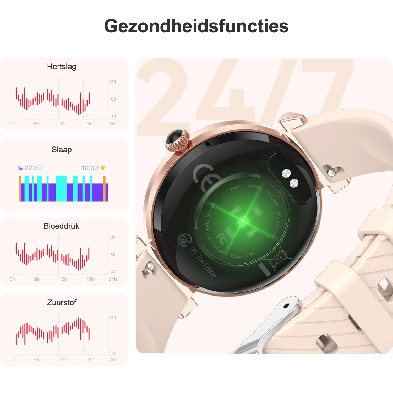 Synyq Diamond Smartwatch Dames - 39mm AMOLED - Incl. 2 Bandjes