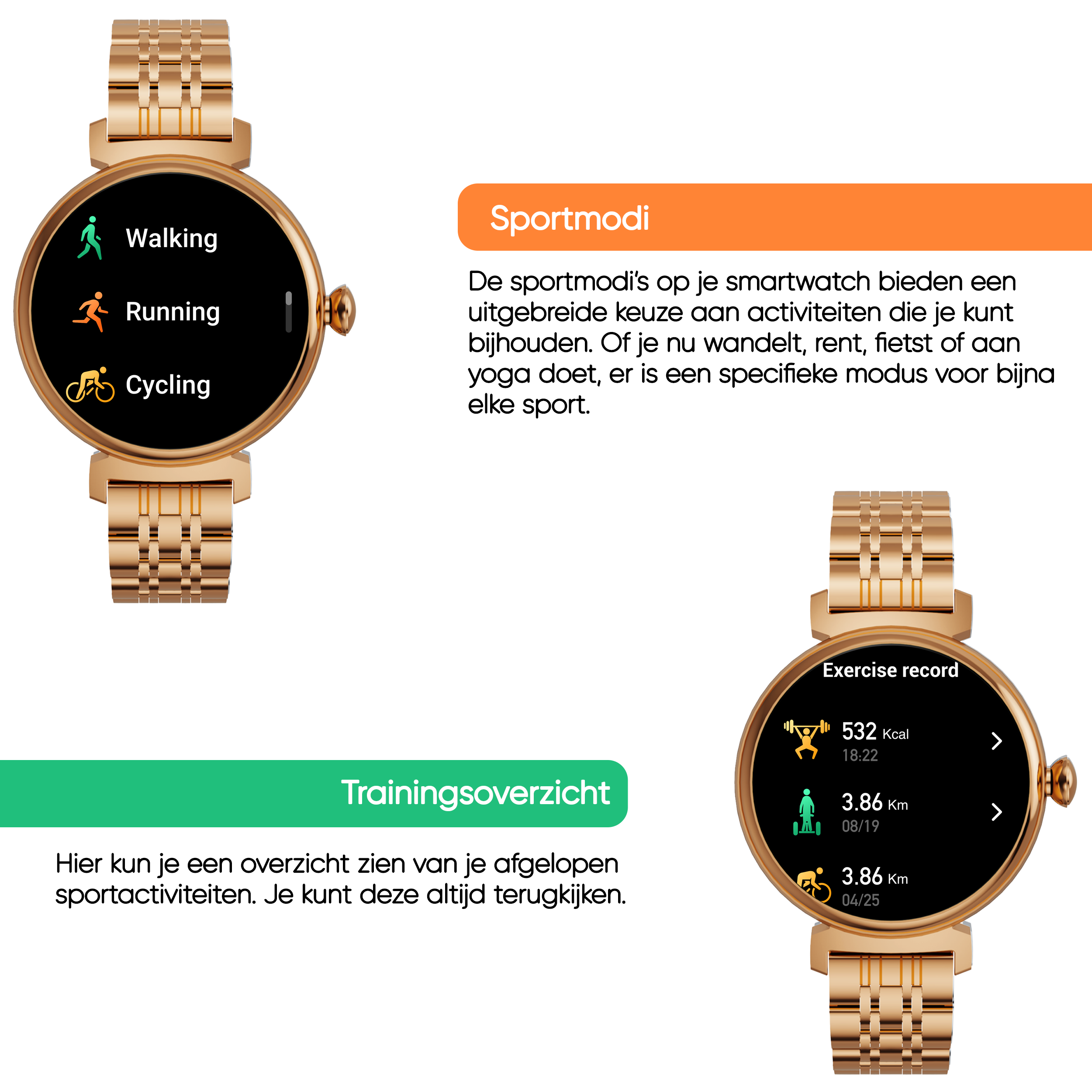 Synyq Elara AMOLED Smartwatch voor Dames - Incl. 3 Bandjes