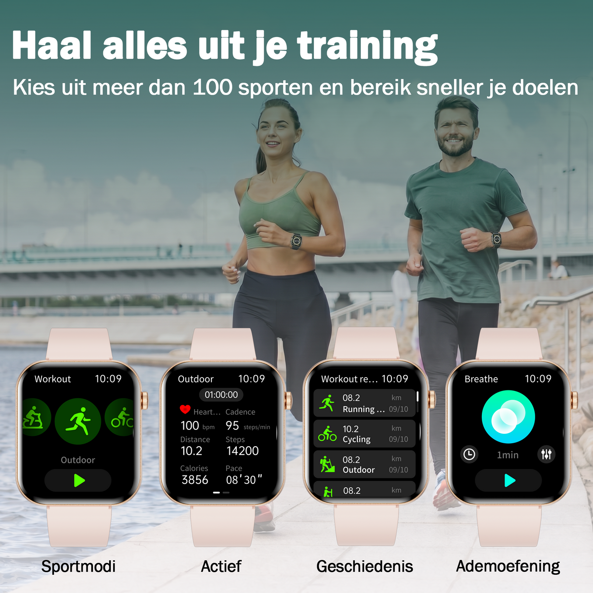Synyq Health Pro Smartwatch Dames - Goud - Ultradun (6.9mm) - Incl. 3 Bandjes