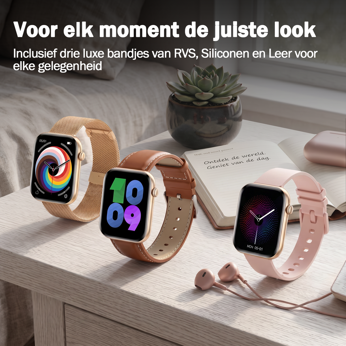 Synyq Health Pro Smartwatch - Ultradun - 3 Bandjes