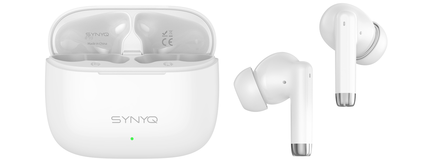 Synyq iPro Wit draadloze oordopjes - premium Airpods alternatief met 35 uur batterijduur en Bluetooth 5.3 connectiviteit
