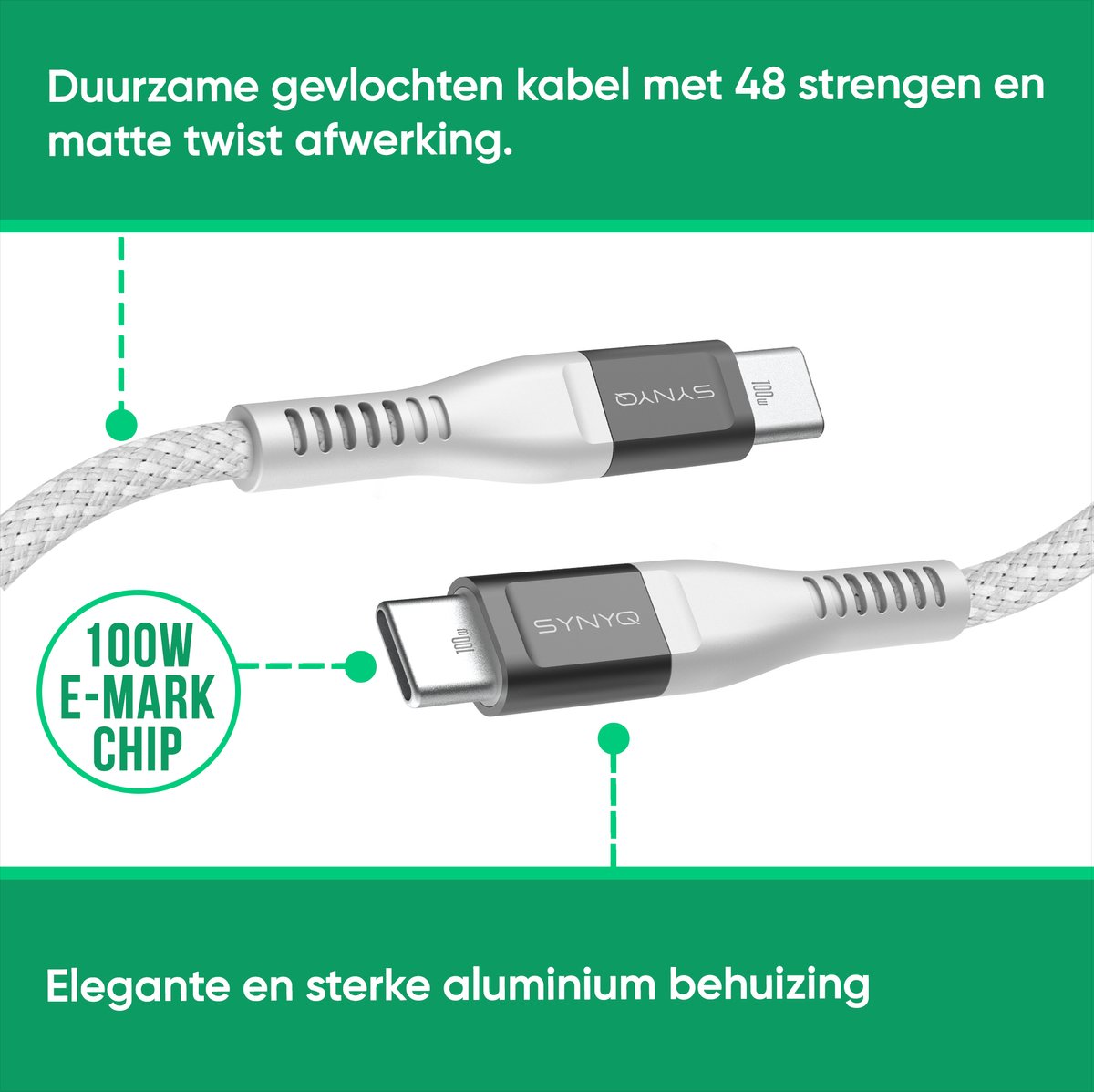 Synyq 45W USB-C Snellader Set - Incl. 100W Kabel - Universeel