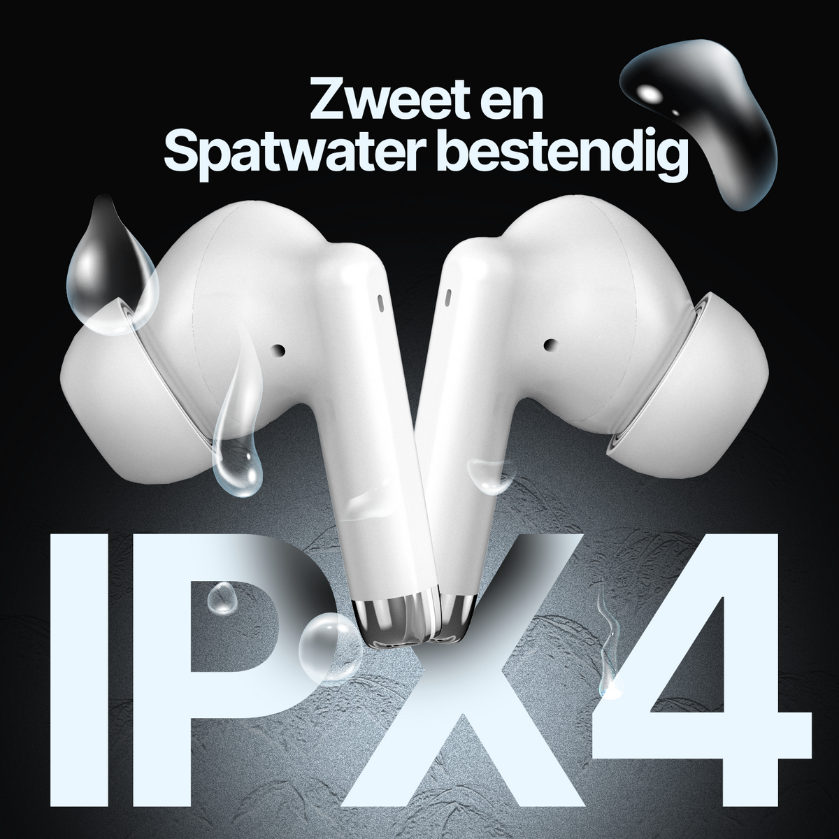 Synyq iPro Draadloze Oordopjes - Wit - 35 Uur Batterij - IPX4 Waterbestendig - Bluetooth 5.3