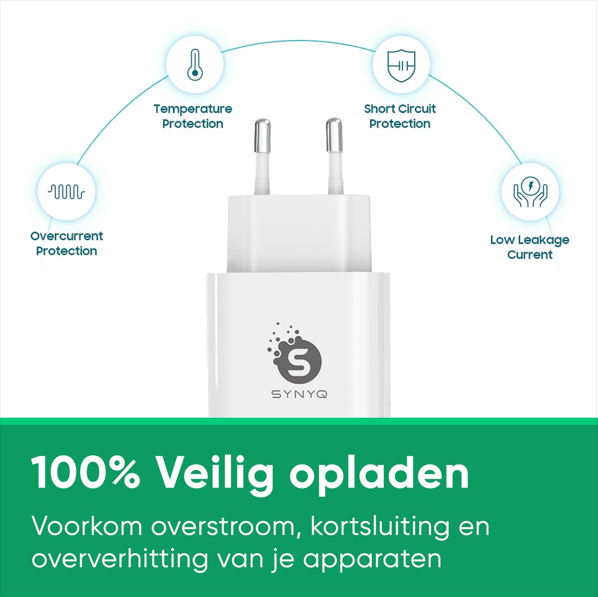 Synyq 30W Multi-Poort Snellader - 1x USB-C & 2x USB-A - Universeel