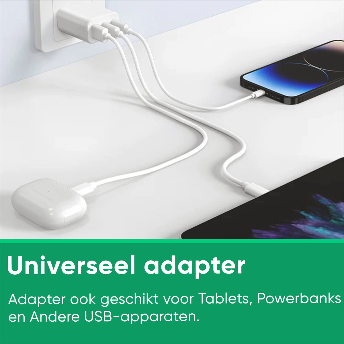 Synyq 30W Multi-Poort Snellader - 1x USB-C & 2x USB-A - Universeel