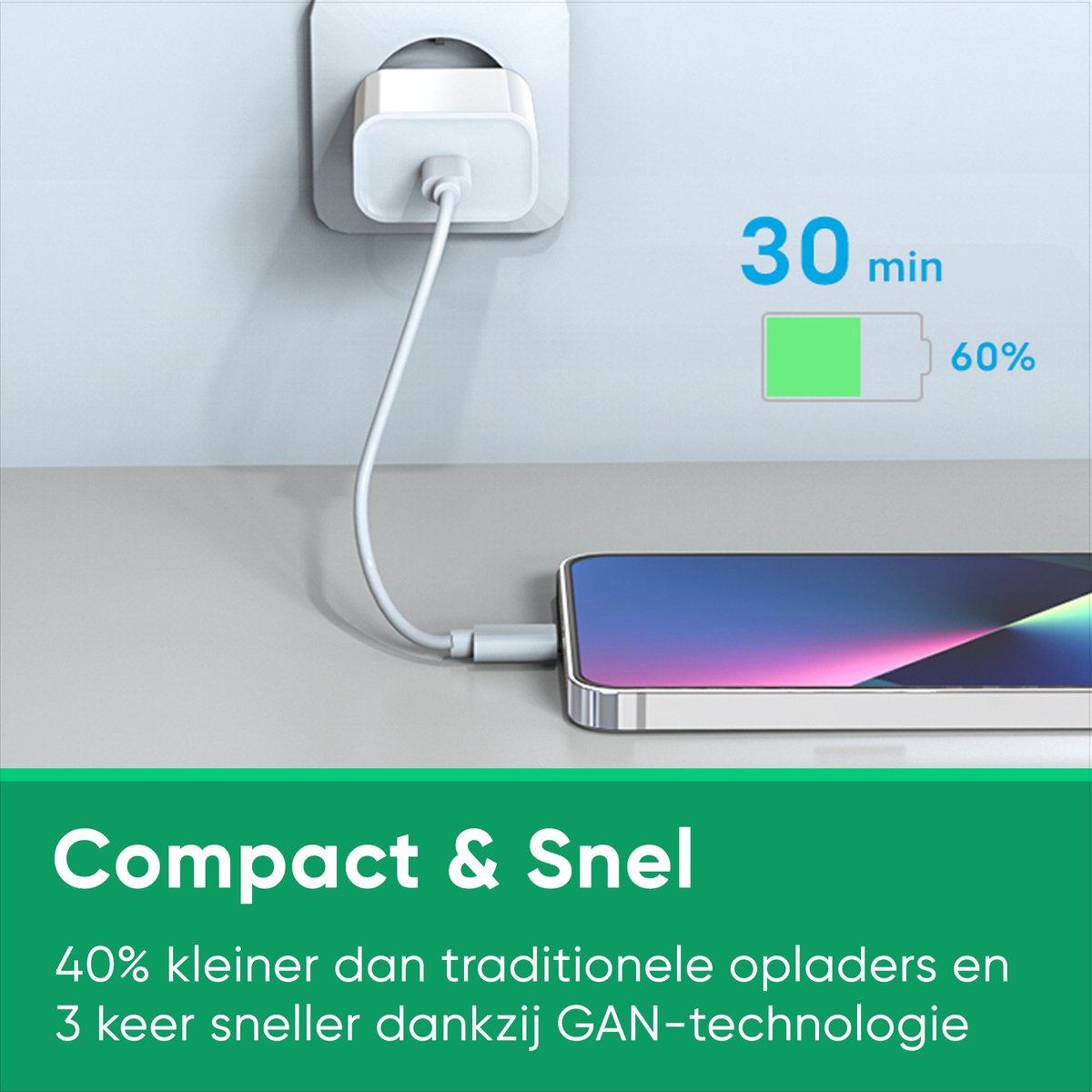 Synyq 30W Snellader Set - Incl. Lightning Kabel - Voor iPhone