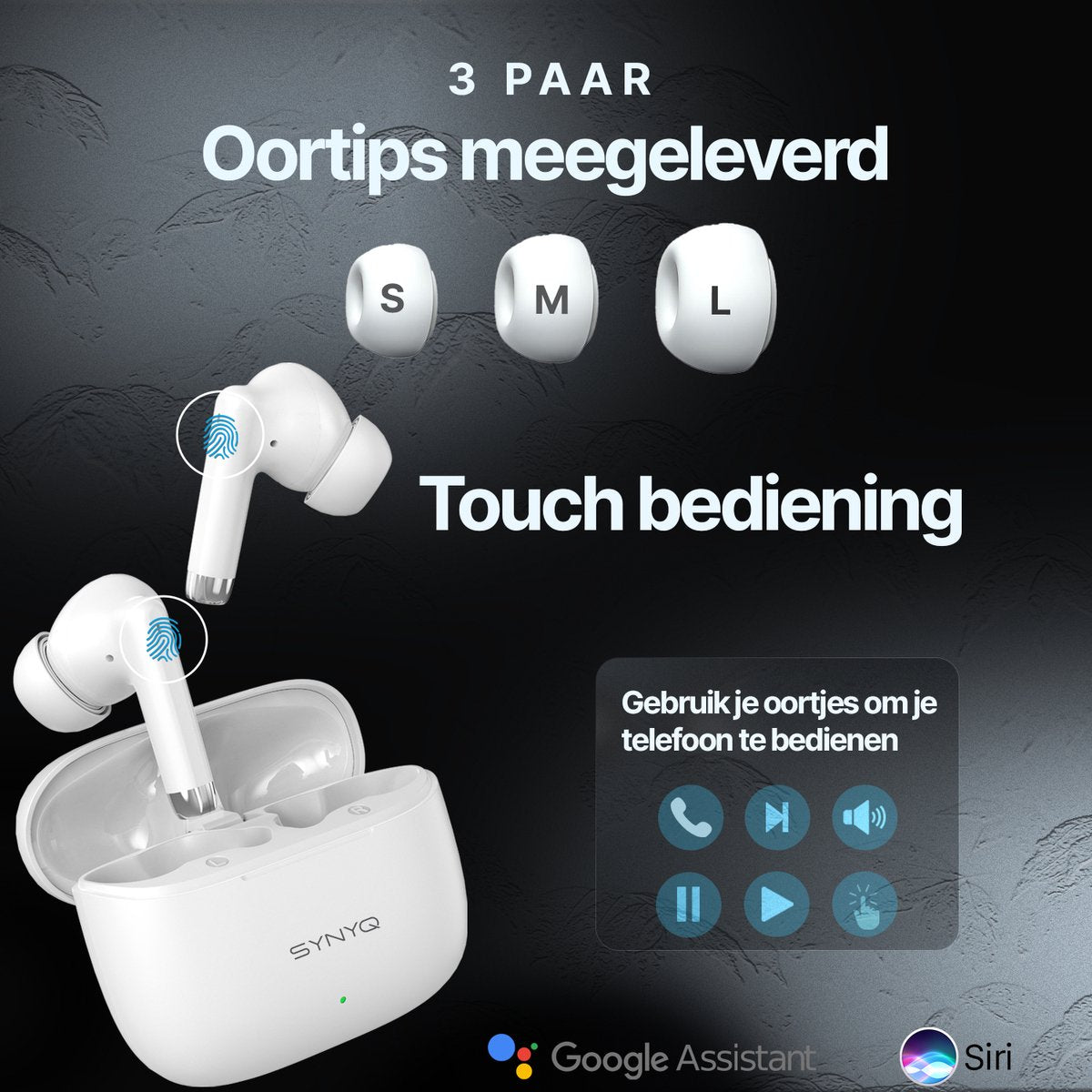 Synyq iPro Draadloze Oordopjes - 35 Uur Batterij - Waterbestendig