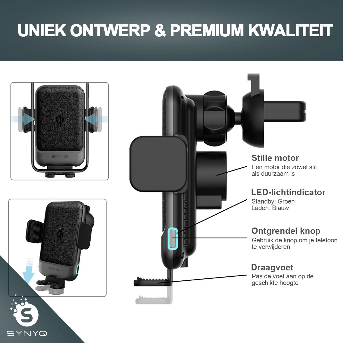 Synyq 2-in-1 Auto Telefoonhouder - Draadloos Snelladen - Universeel