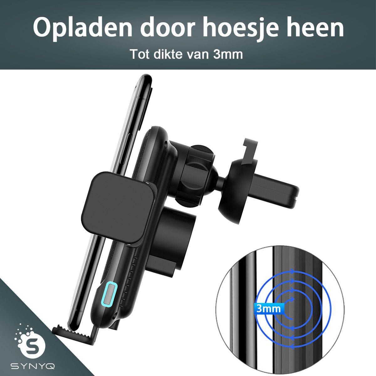 Synyq 2-in-1 Auto Telefoonhouder - Draadloos Snelladen - Universeel