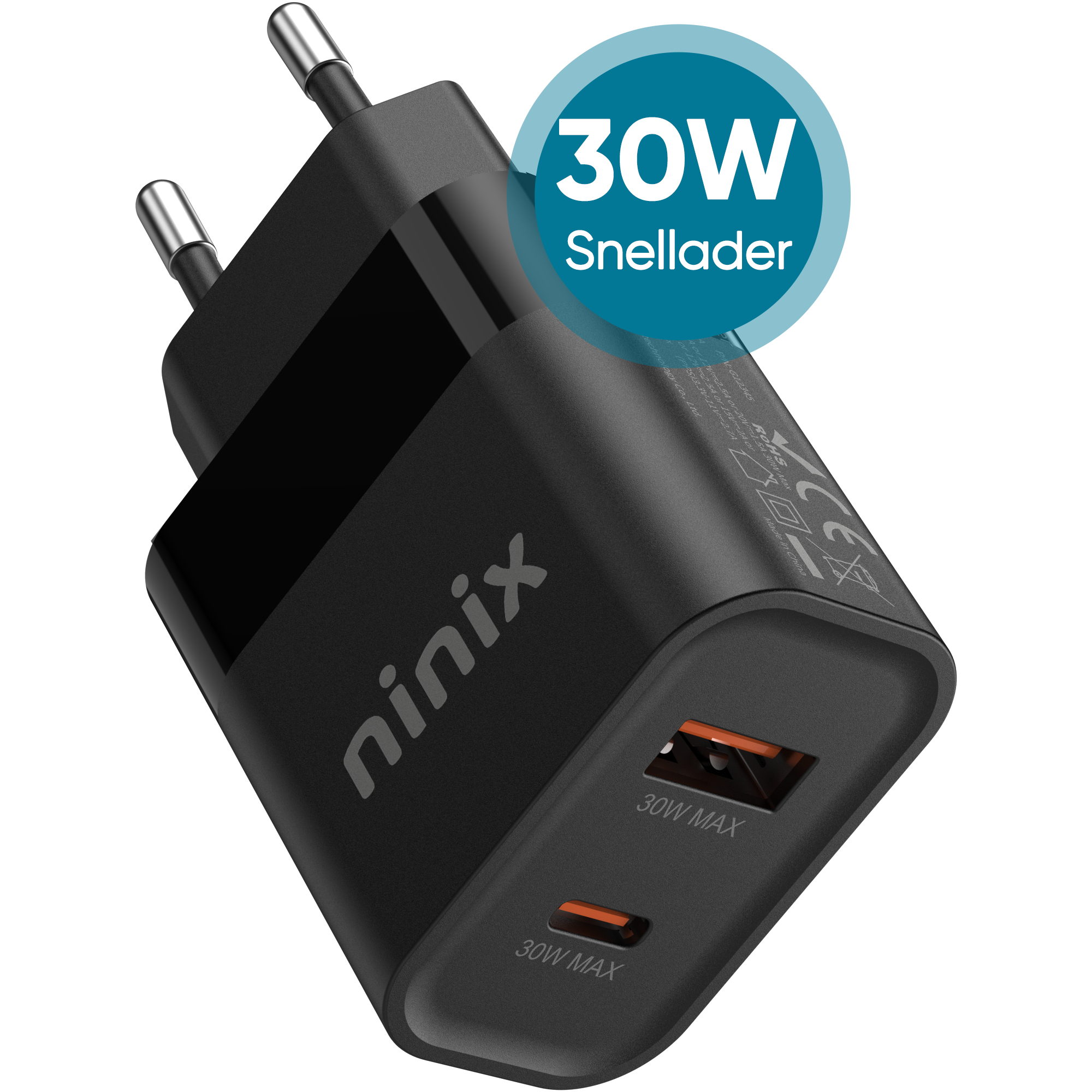 Ninix 30W GaN Snellader - 2 Poorten - Universeel