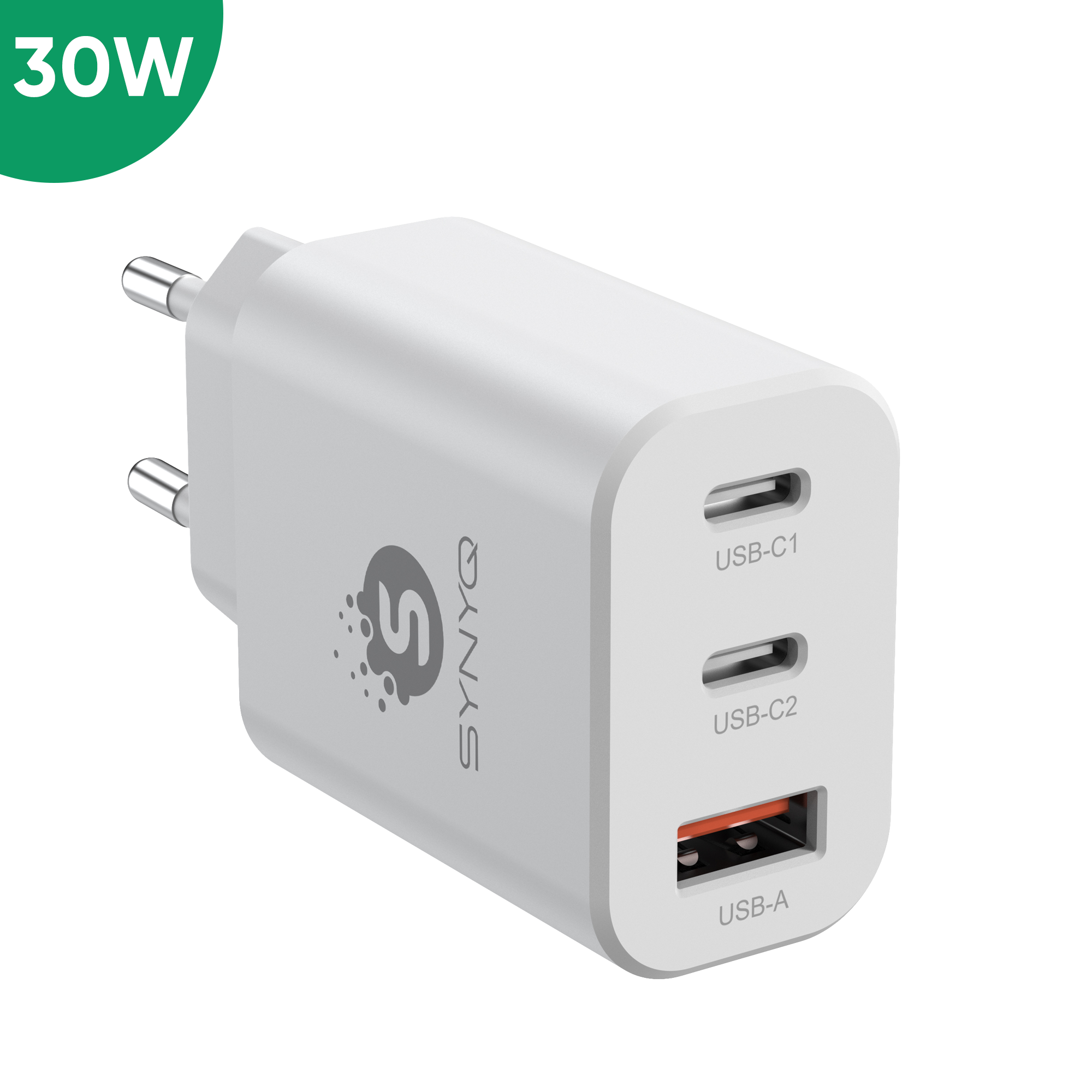 Synyq 30W Snellader - 3 Poorten (2x USB-C / 1x USB-A) - Universeel