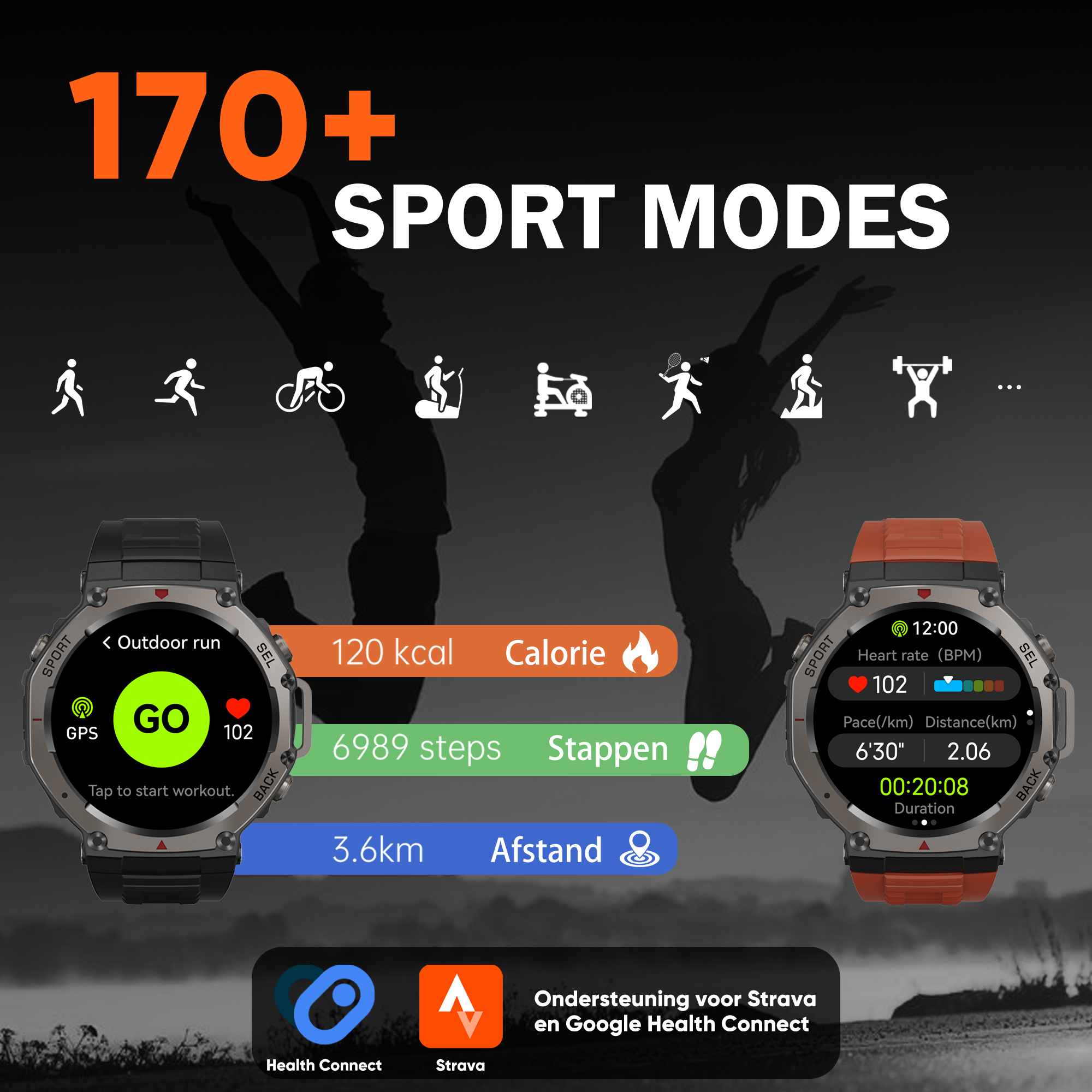 Synyq GPS ProX Smartwatch - Incl. 3 Bandjes