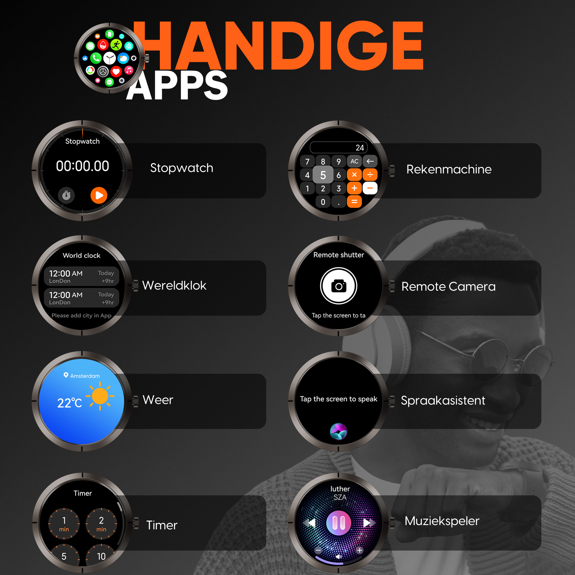 Synyq Evo Pro GPS Smartwatch - Incl. 4 Bandjes