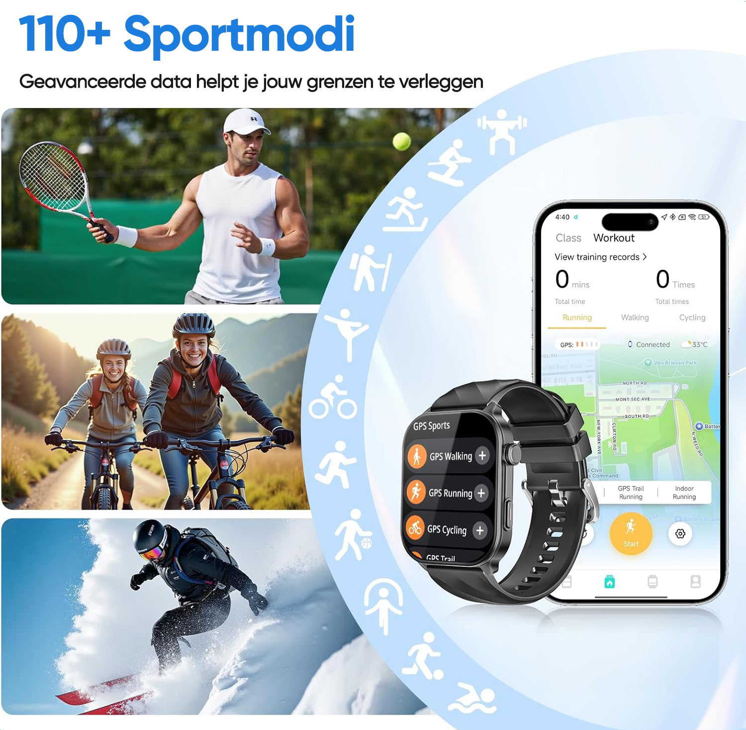 Synyq Axis GPS Smartwatch Dames en Heren