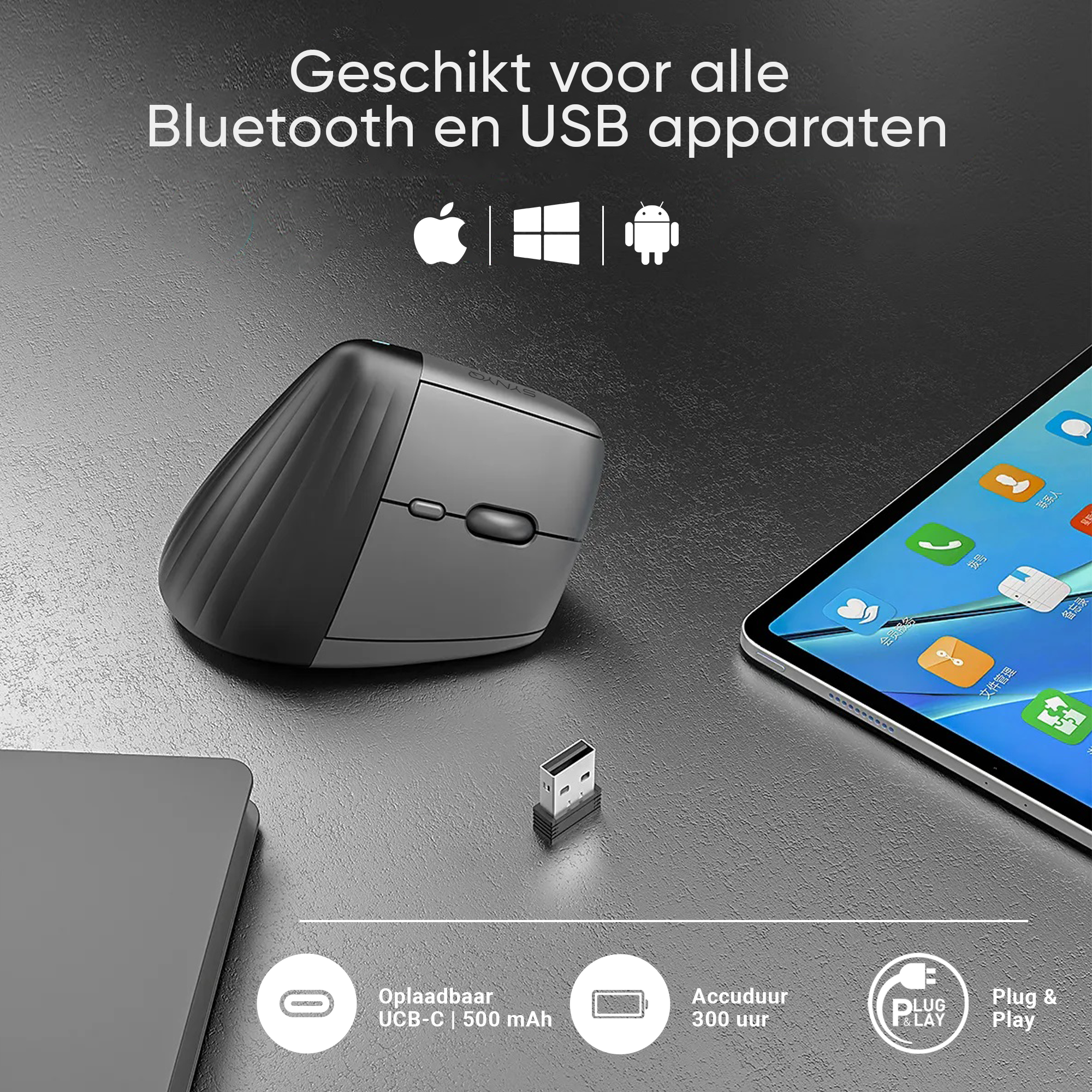 Synyq MX68 - Verticale Ergonomische Muis