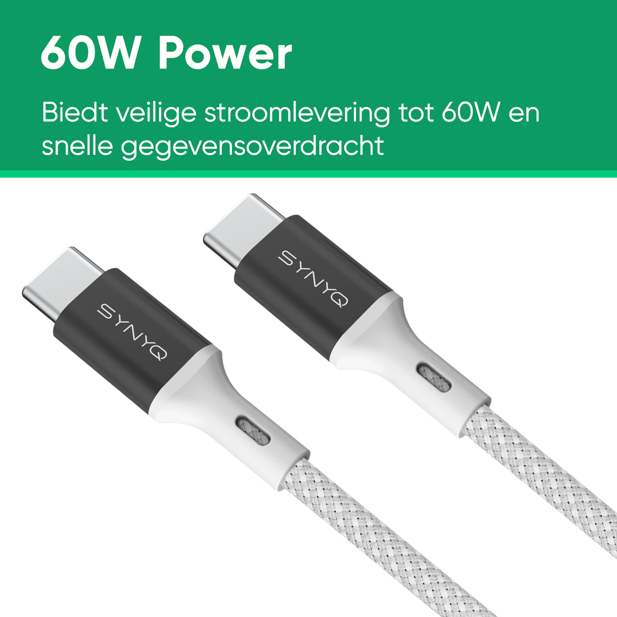 Synyq USB-C naar USB-C Kabel - Gevlochten - (1m / 2m / 3m)