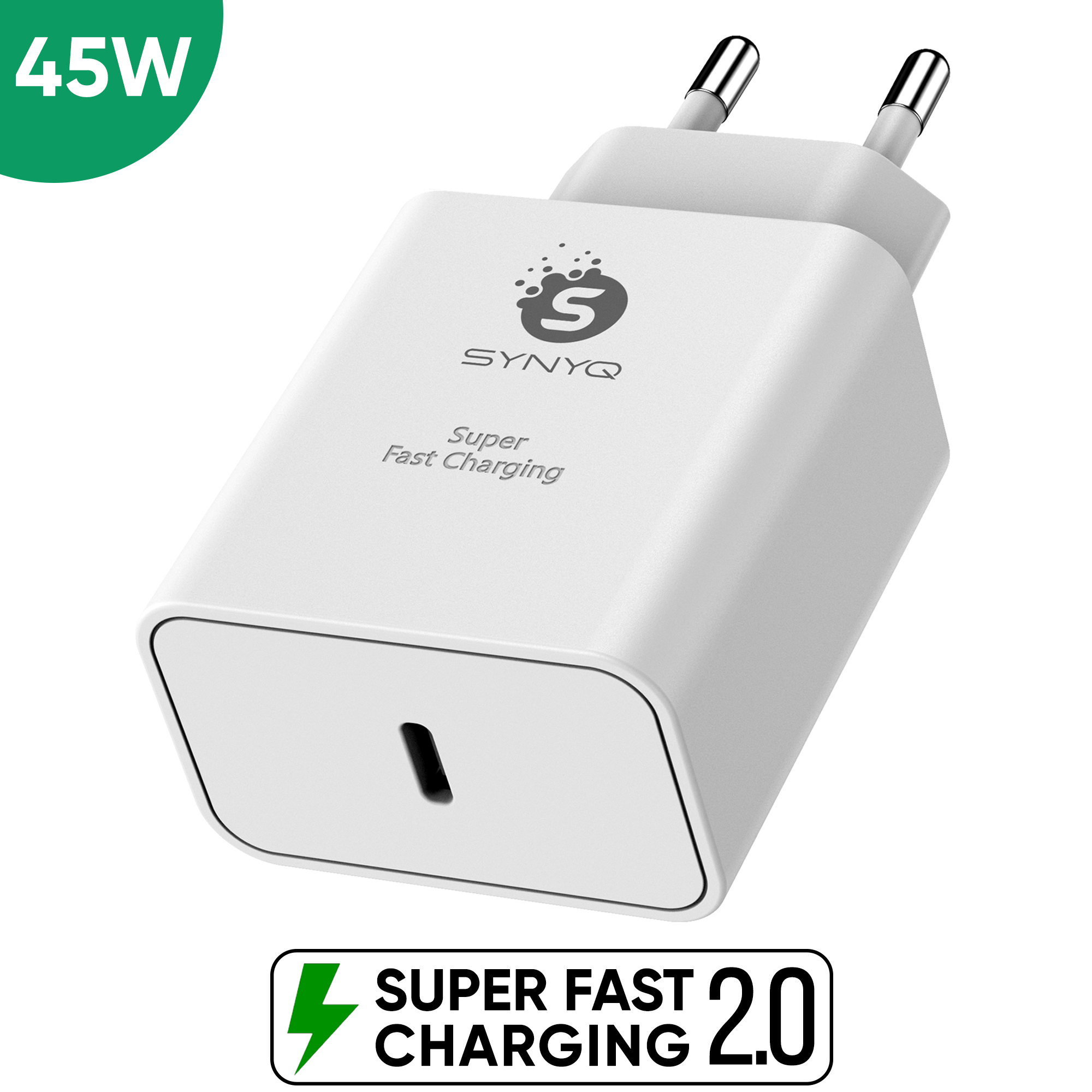 Synyq 45W USB-C Snellader - Universeel - Voor iPhone & Samsung