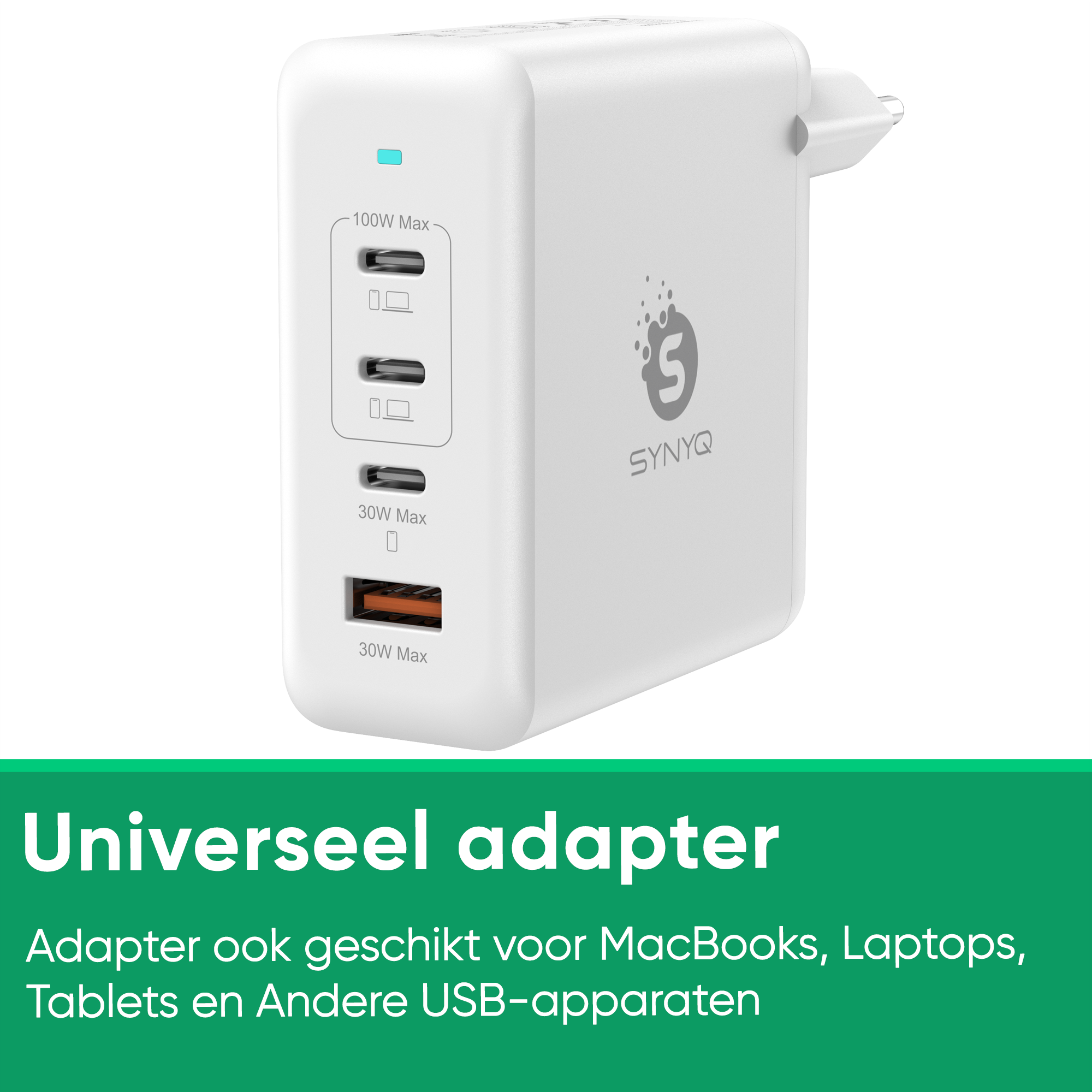 Synyq 100W GaN2 Snellader - 4 Poorten - Universeel