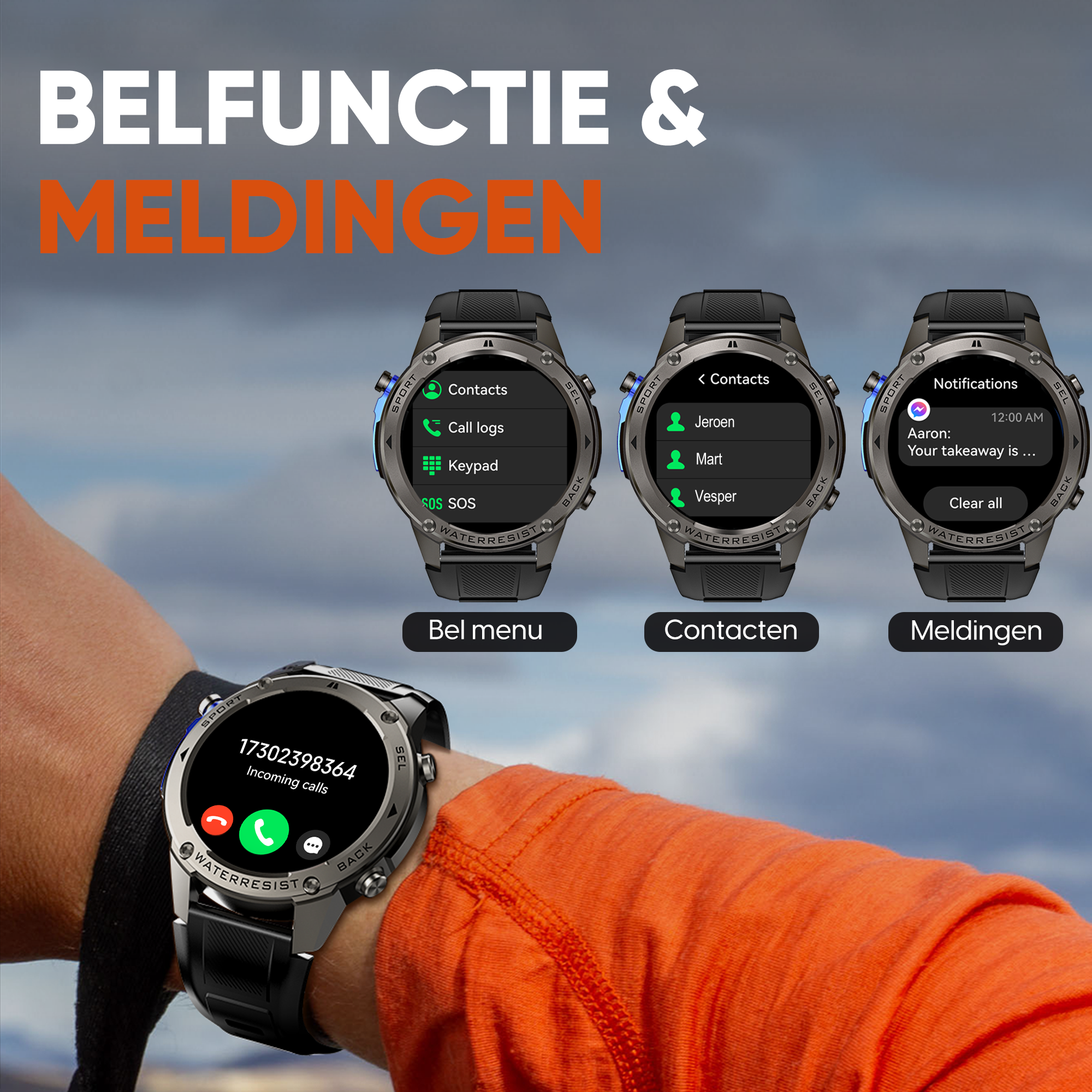 Synyq GPS Pro Smartwatch Heren - AMOLED - 10 Dagen Batterij - Incl. 3 Bandjes
