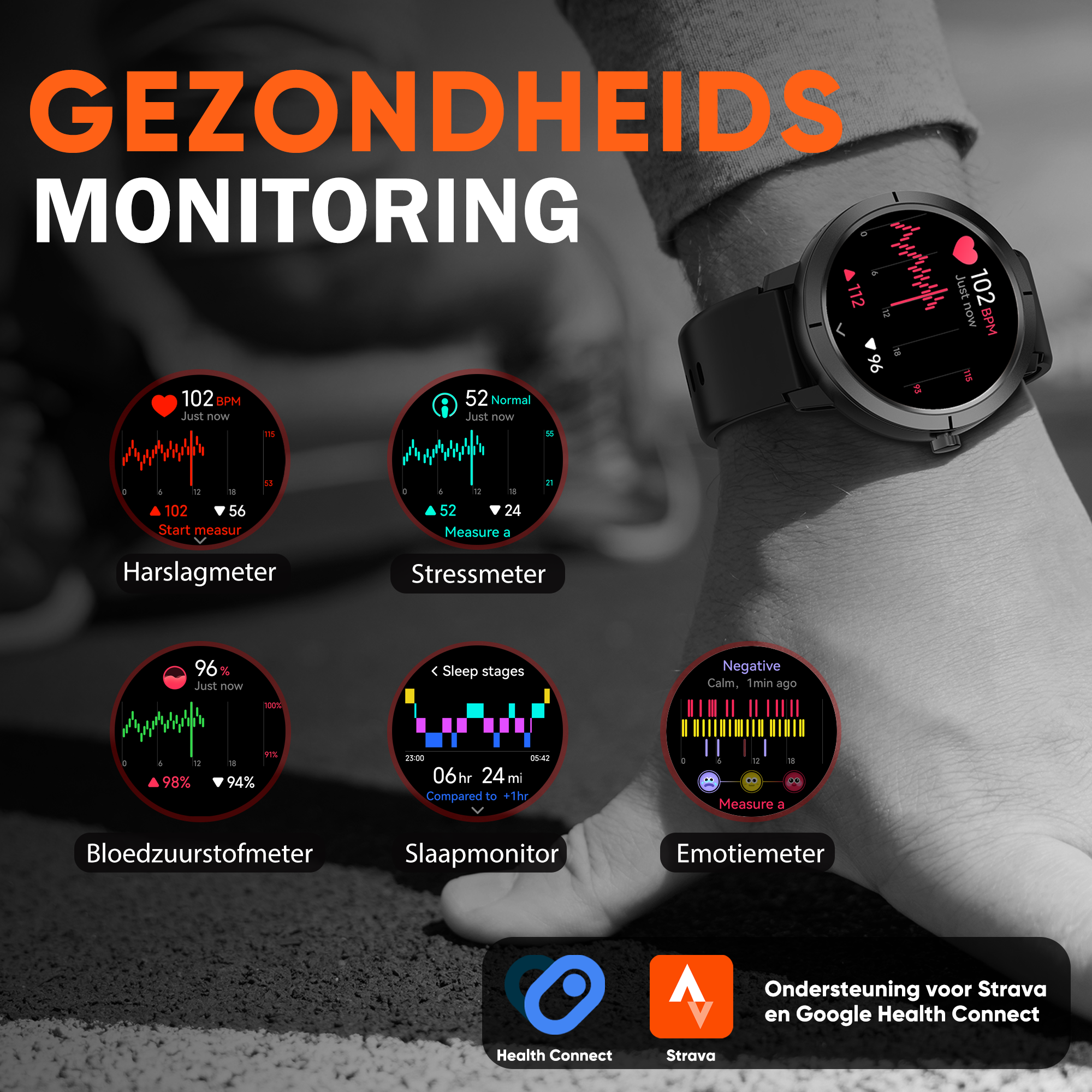 Synyq Evo Pro GPS Smartwatch - Incl. 4 Bandjes