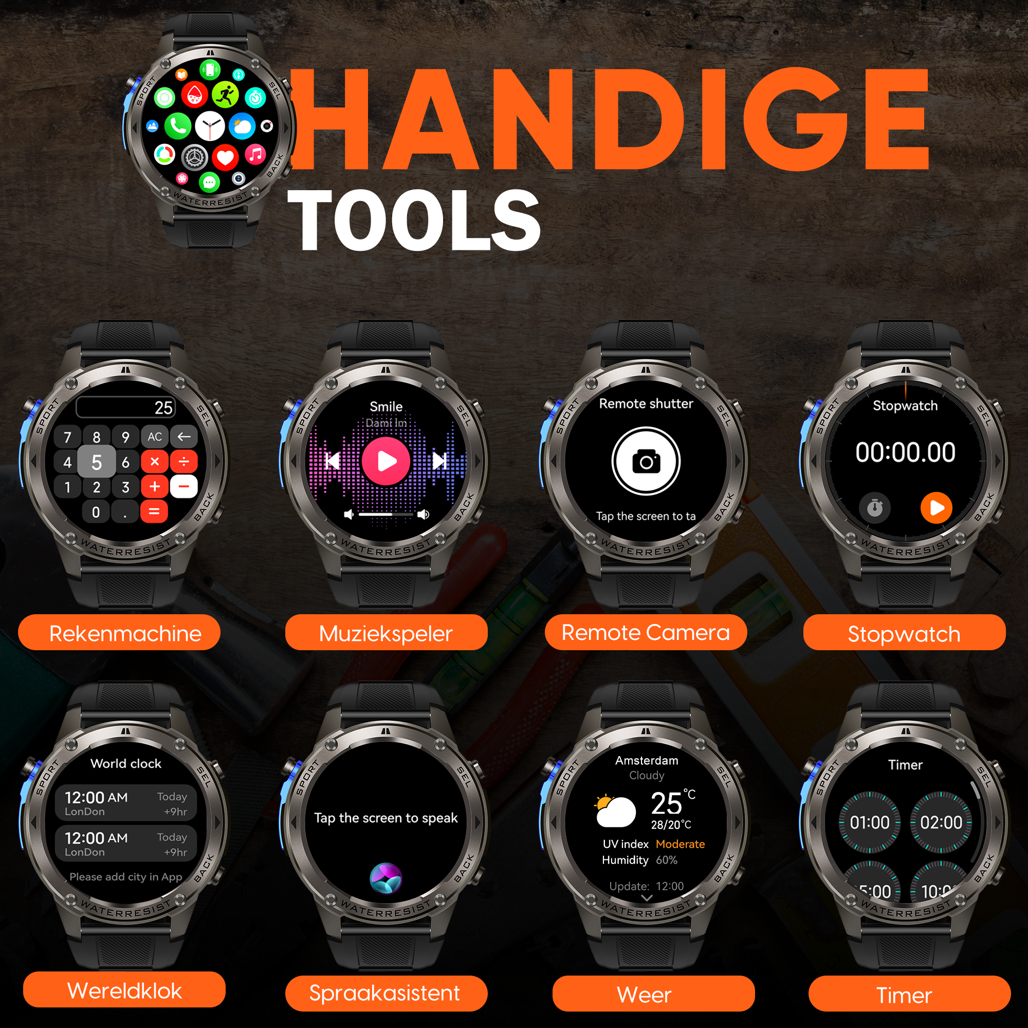 Synyq GPS Pro Smartwatch Heren - AMOLED - 10 Dagen Batterij - Incl. 3 Bandjes