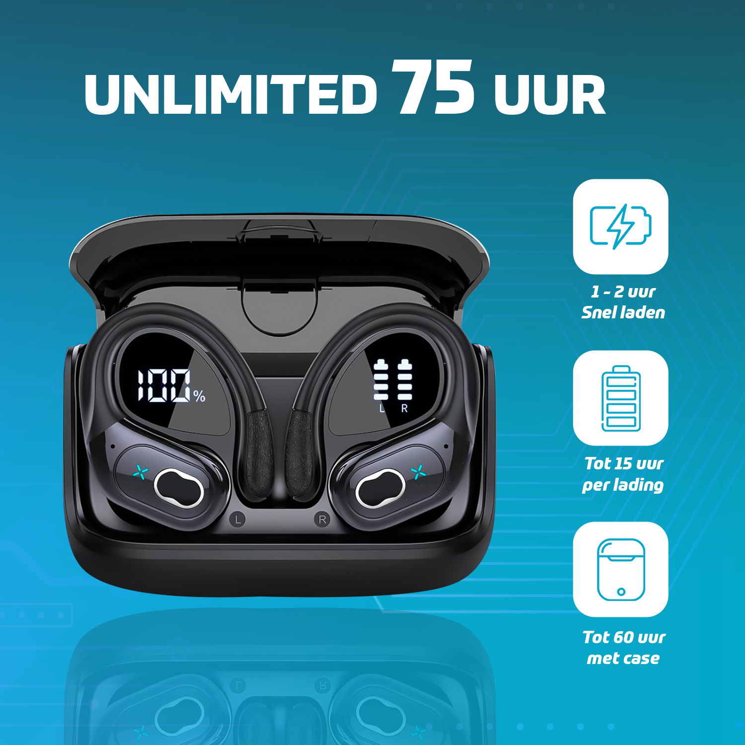 Synyq Active Sport Oordopjes - 75 Uur Accu