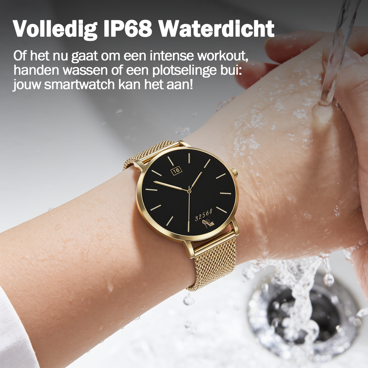 Synyq Liva Smartwatch Dames - Goudkleurig - 40mm - Incl. 3 Bandjes
