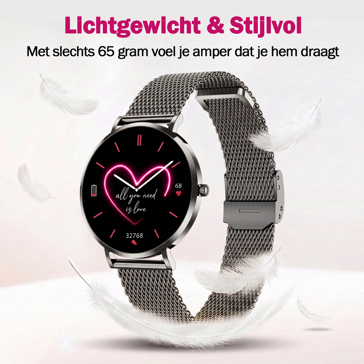 Synyq Liva Smartwatch Dames - Zwart - 40mm - Incl. 3 Bandjes