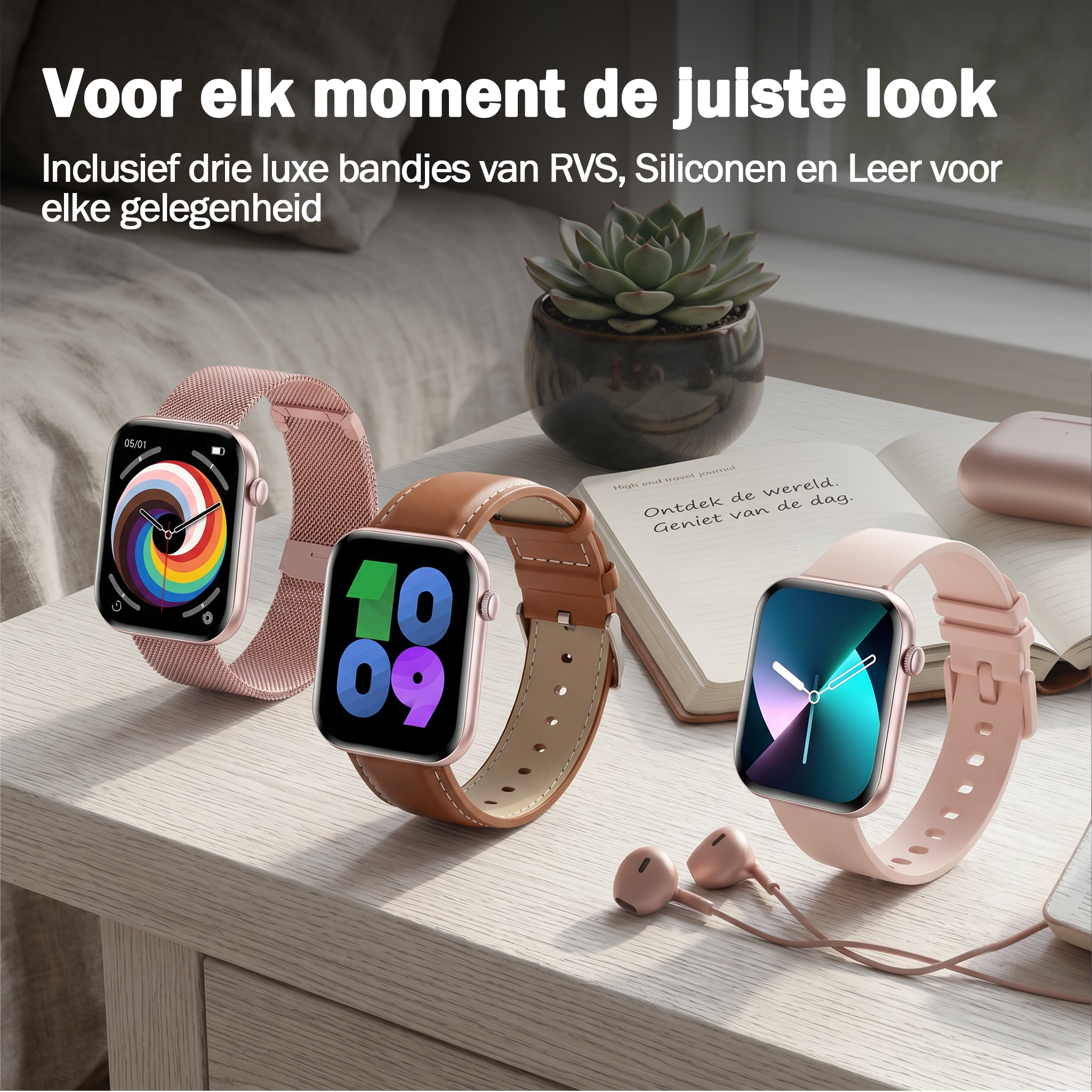 Synyq Health Pro Smartwatch - Ultradun - 3 Bandjes