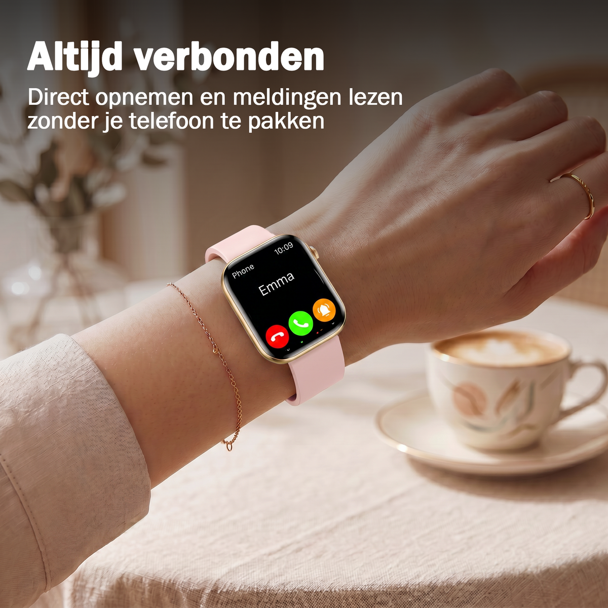 Synyq Health Pro Smartwatch Dames - Goud - Ultradun (6.9mm) - Incl. 3 Bandjes