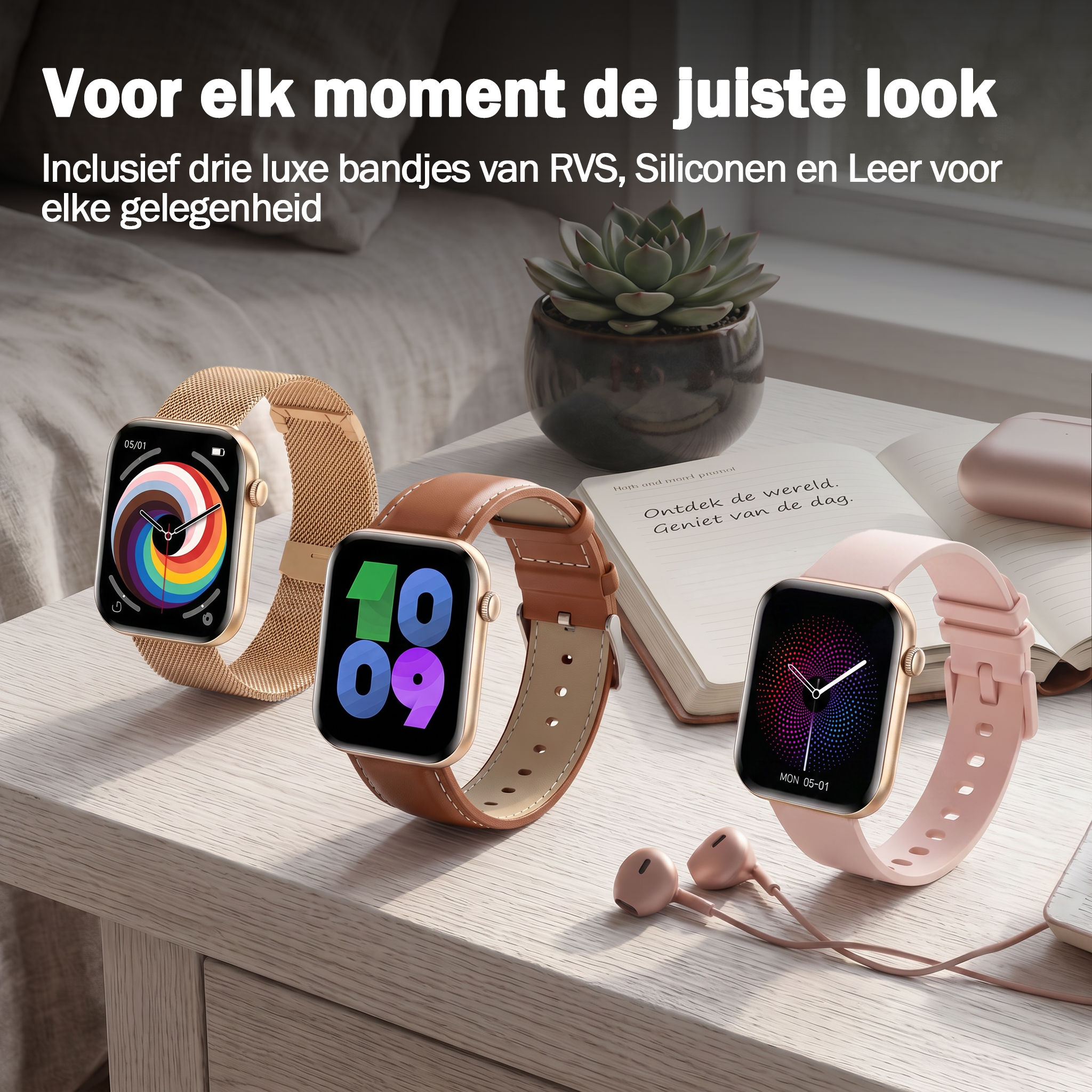 Synyq Health Pro Smartwatch - Ultradun - 3 Bandjes