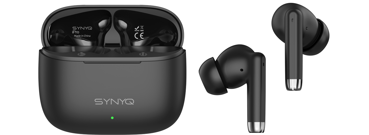 Synyq iPro Zwart draadloze oordopjes - premium Airpods alternatief met 35 uur batterijduur en Bluetooth 5.3 connectiviteit