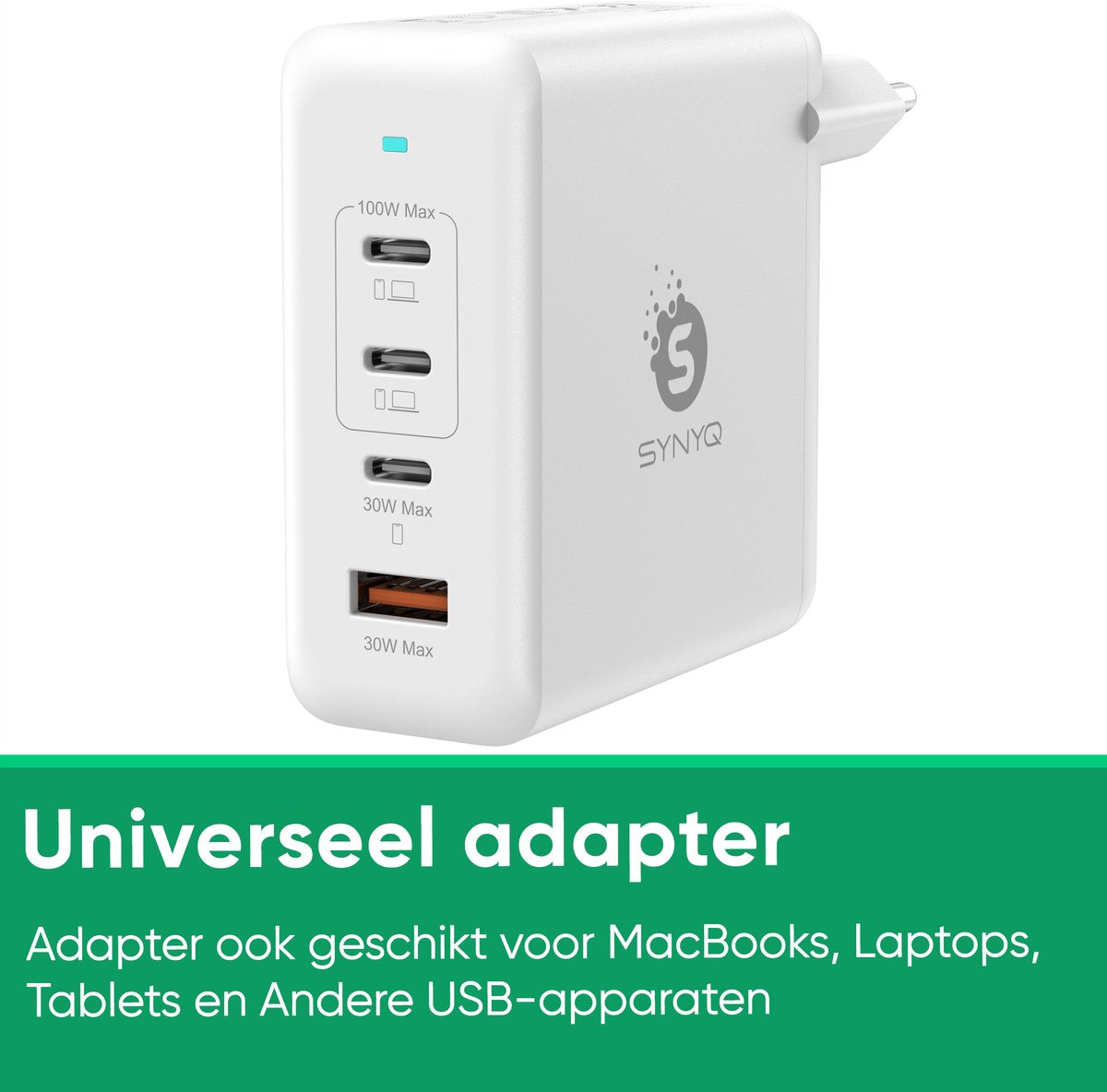 Synyq 100W GaN2 Snellader - 4 Poorten - Universeel