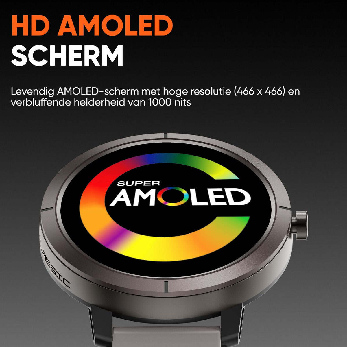 Synyq Evo Pro GPS Smartwatch - Zwart - 5ATM Waterdicht - Incl. 4 Bandjes