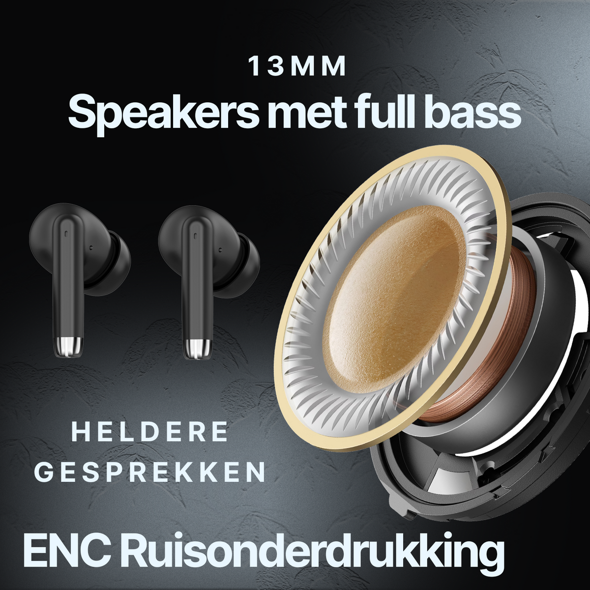 Synyq iPro Draadloze Oordopjes - Zwart - 35 Uur Batterij - IPX4 Waterbestendig - Bluetooth 5.3