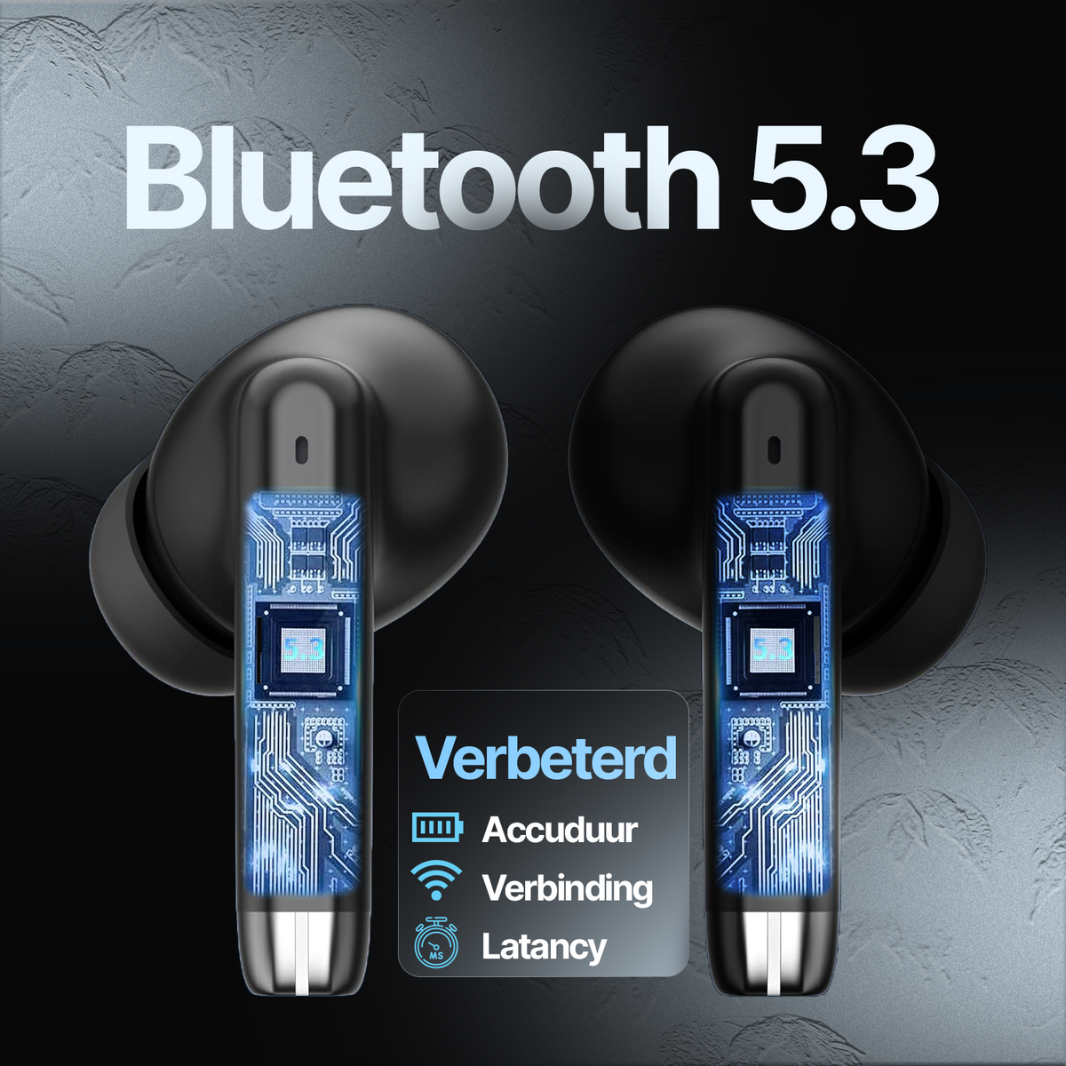 Synyq iPro Draadloze Oordopjes - Zwart - 35 Uur Batterij - IPX4 Waterbestendig - Bluetooth 5.3