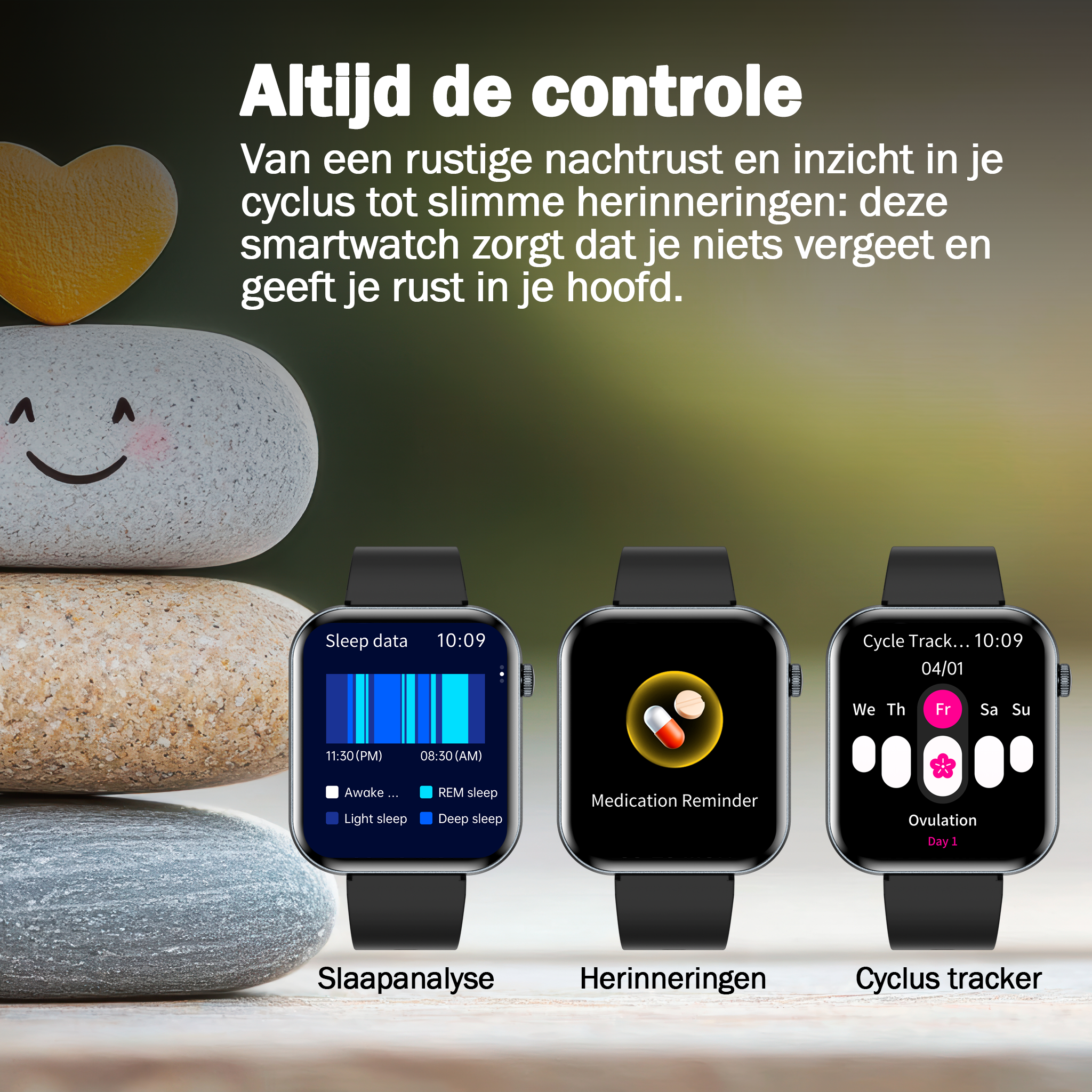 Synyq Health Pro Smartwatch - Ultradun - 3 Bandjes